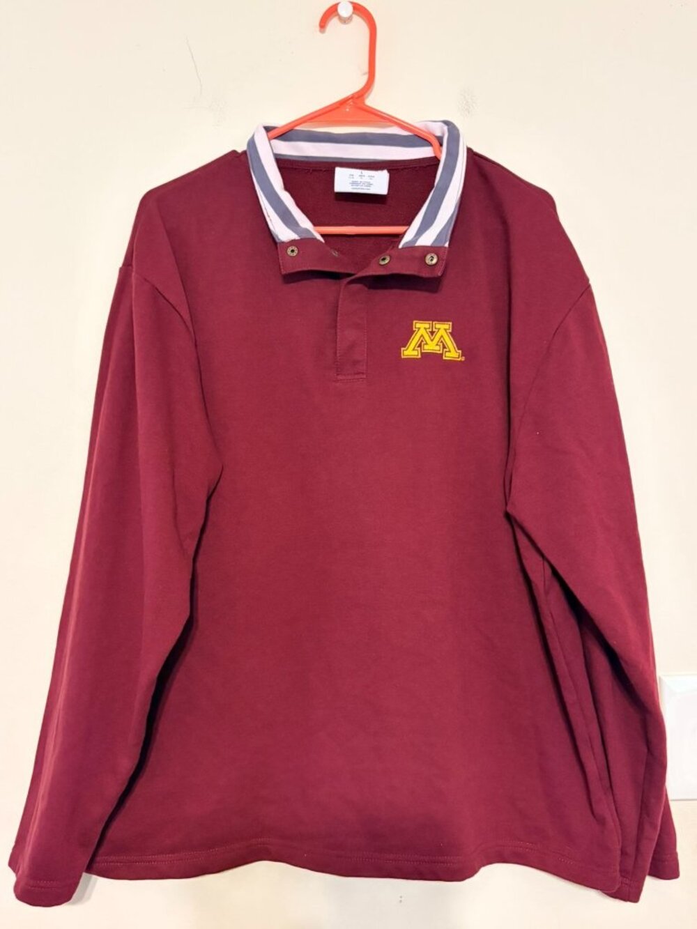 Men's Champion Maroon Gold Minnesota Golden Gophers 1/4 Snap Pullover Sz Large